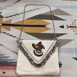 Boho Embroidered Fringe Shoulder Bag